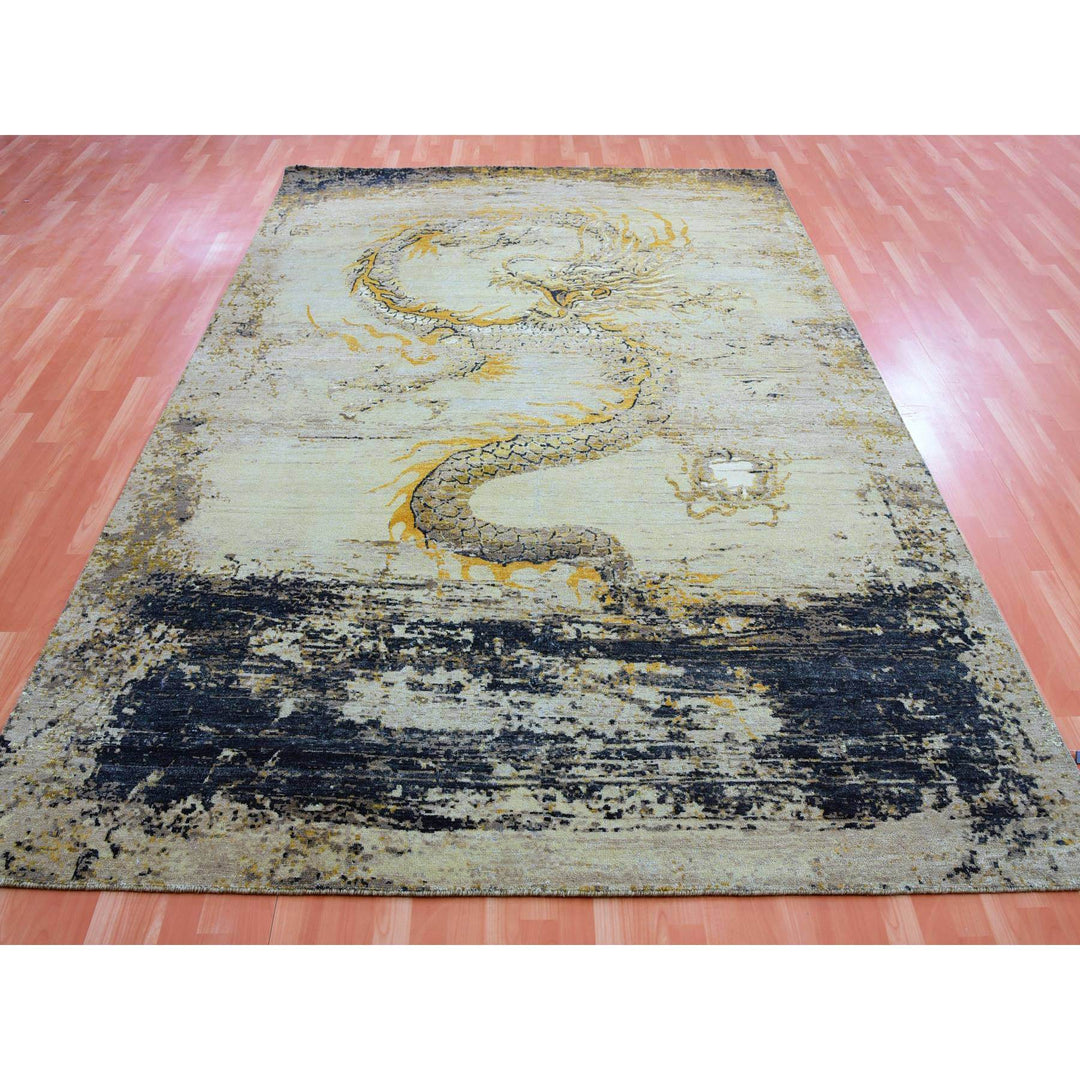 7'11" x 10'4" Vintage Hand Knotted Beige Wool Rectangle Oriental Rug - MOA10275435