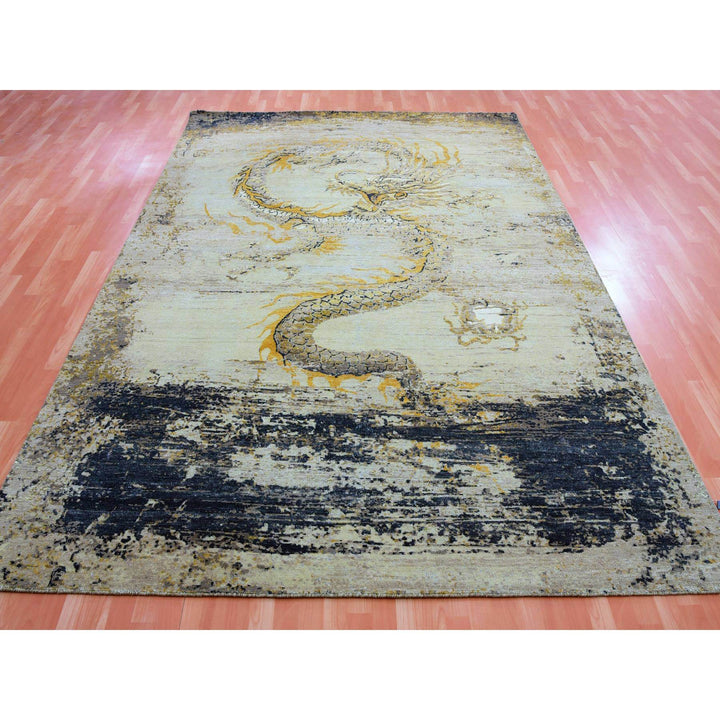 7'11" x 10'4" Vintage Hand Knotted Beige Wool Rectangle Oriental Rug - MOA10275435