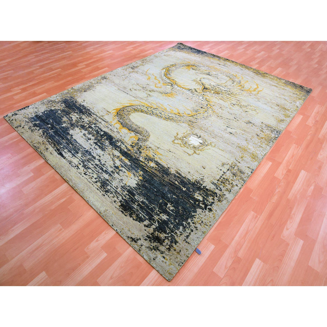 7'11" x 10'4" Vintage Hand Knotted Beige Wool Rectangle Oriental Rug - MOA10275435