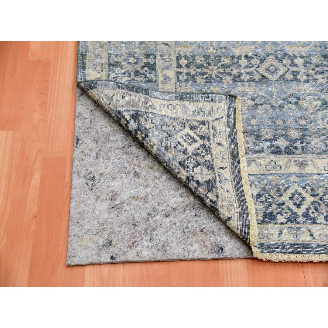 9'0" x 12'2" New Hand Knotted Blue Wool Rectangle Oriental Rug - MOA10275441