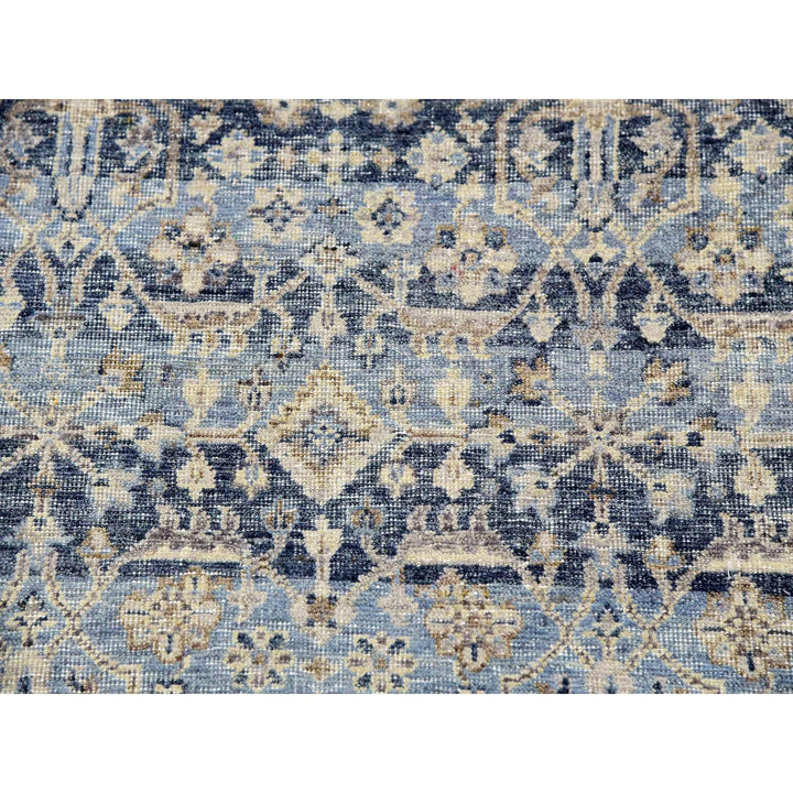 9'0" x 12'2" New Hand Knotted Blue Wool Rectangle Oriental Rug - MOA10275441