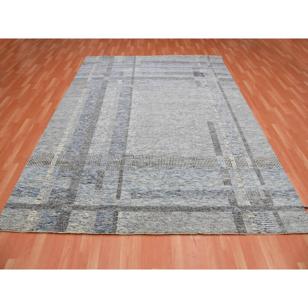 8'0" x 10'2" New Hand Knotted Grey Cotton Rectangle Oriental Rug - MOA10275446