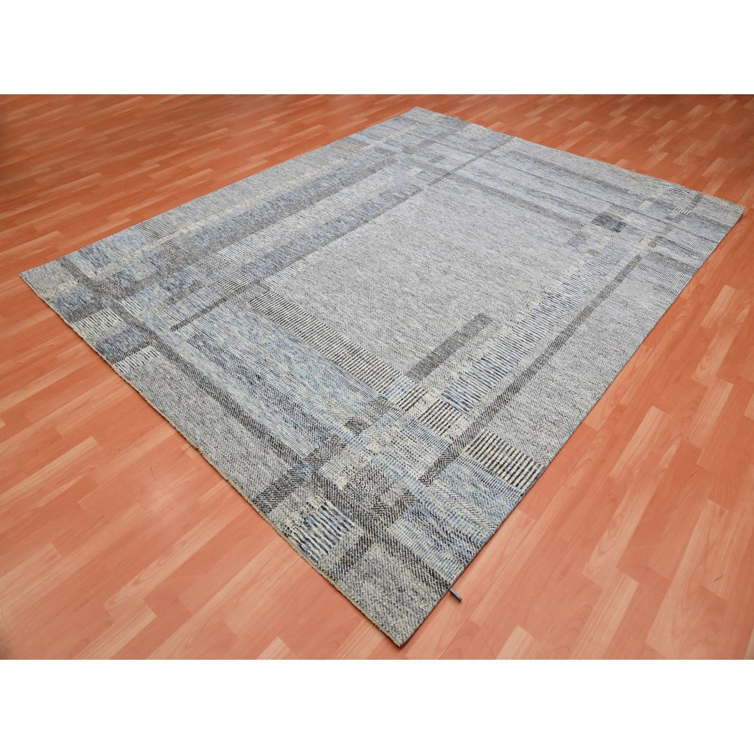 8'0" x 10'2" New Hand Knotted Grey Cotton Rectangle Oriental Rug - MOA10275446