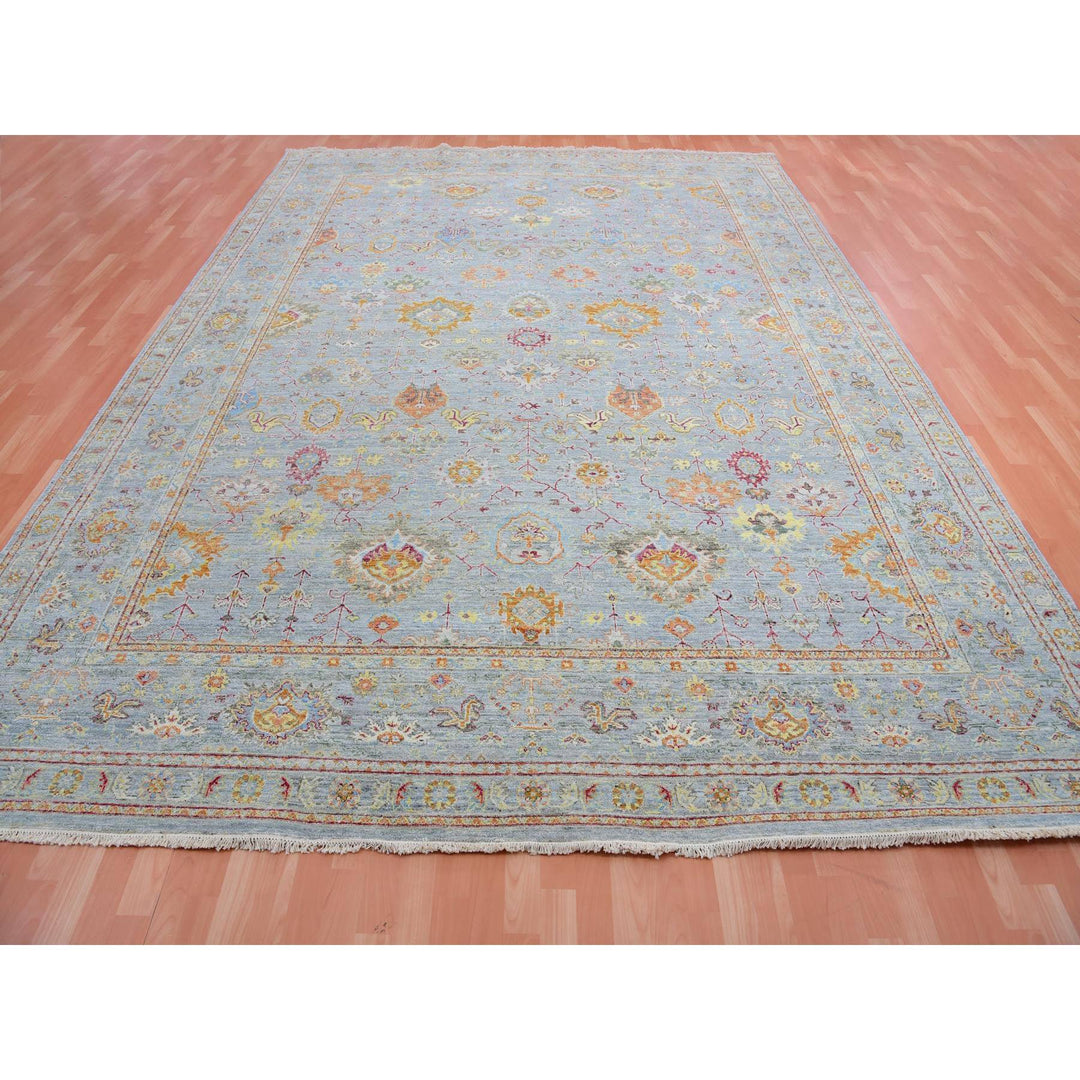 10'0" x 13'6" New Hand Knotted Grey Wool Rectangle Oriental Rug - MOA10275450