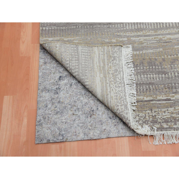 8'10" x 11'10" New Hand Knotted Grey Wool Rectangle Oriental Rug - MOA10275463