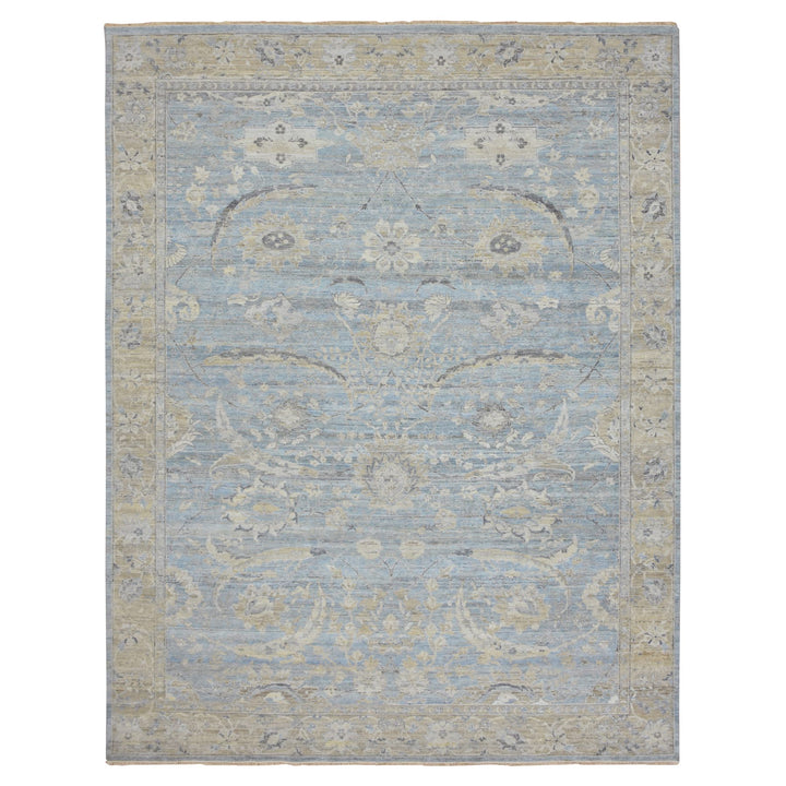 9'1" x 11'6" New Hand Knotted Blue Wool Rectangle Oriental Rug - MOA10275467