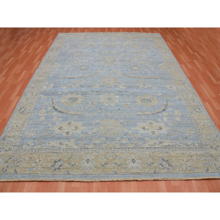 9'1" x 11'6" New Hand Knotted Blue Wool Rectangle Oriental Rug - MOA10275467