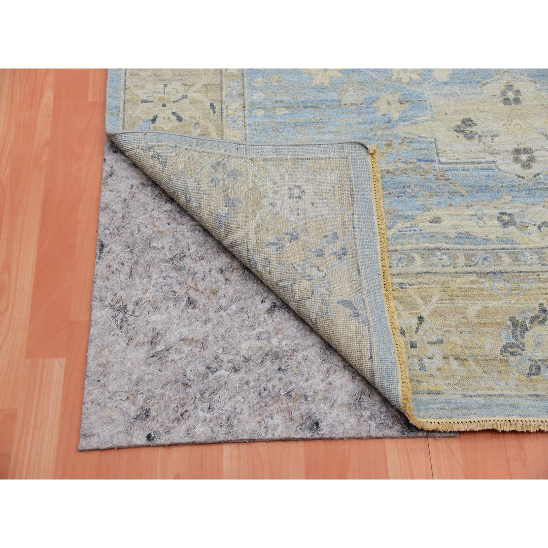 9'1" x 11'6" New Hand Knotted Blue Wool Rectangle Oriental Rug - MOA10275467