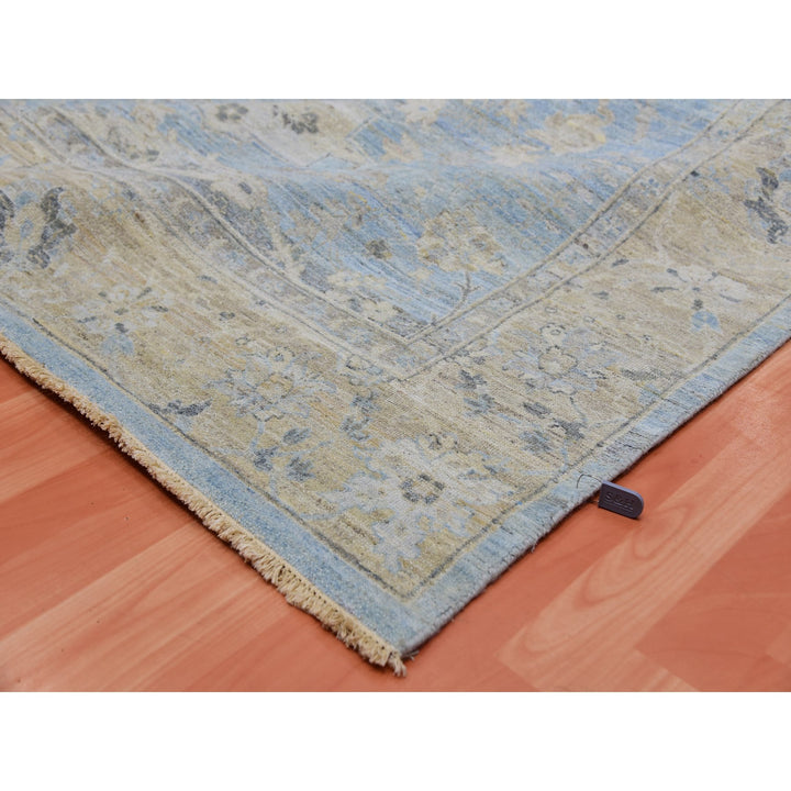 9'1" x 11'6" New Hand Knotted Blue Wool Rectangle Oriental Rug - MOA10275467