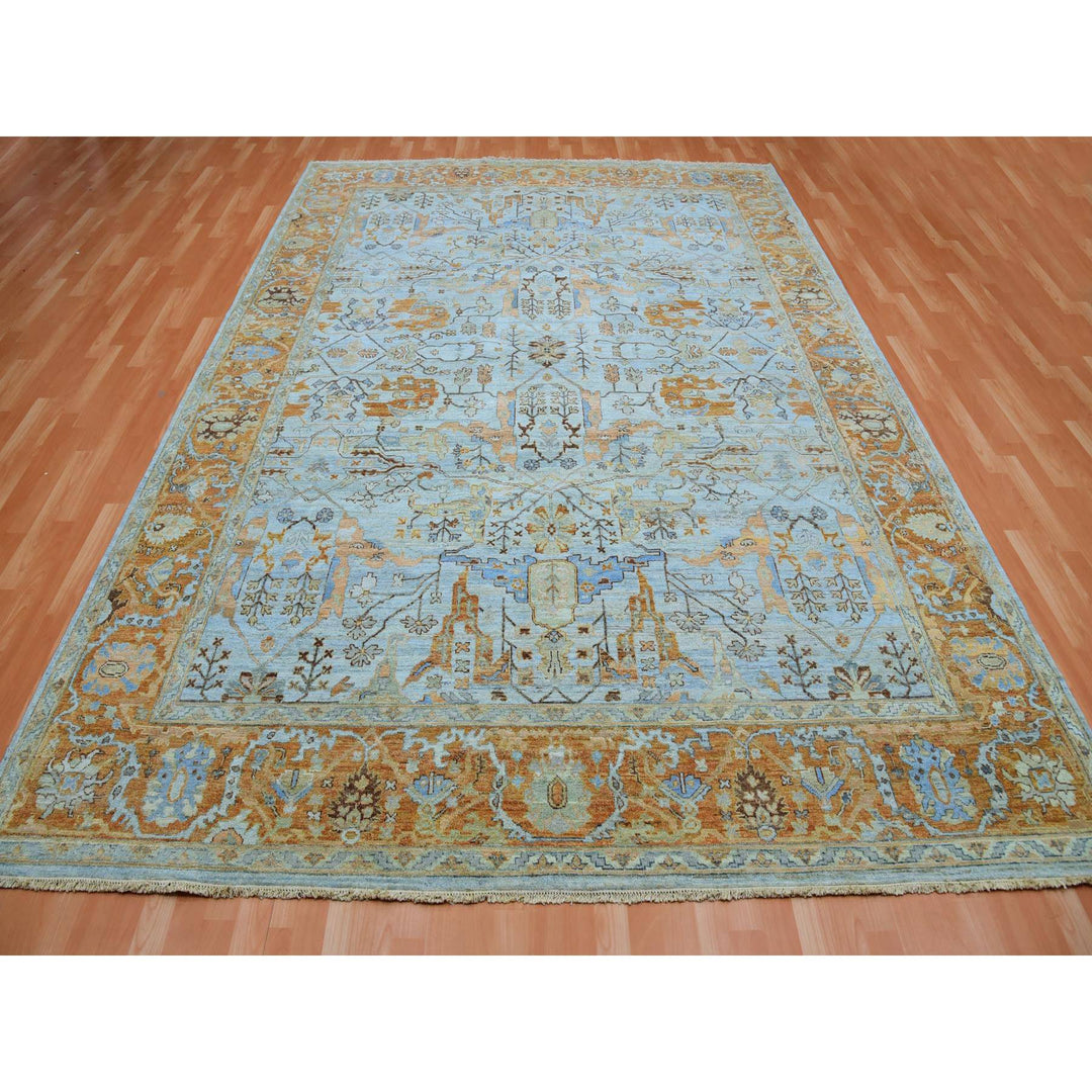 9'0" x 11'10" New Hand Knotted Blue Wool Rectangle Oriental Rug - MOA10275469