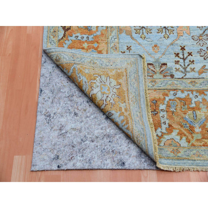 9'0" x 11'10" New Hand Knotted Blue Wool Rectangle Oriental Rug - MOA10275469