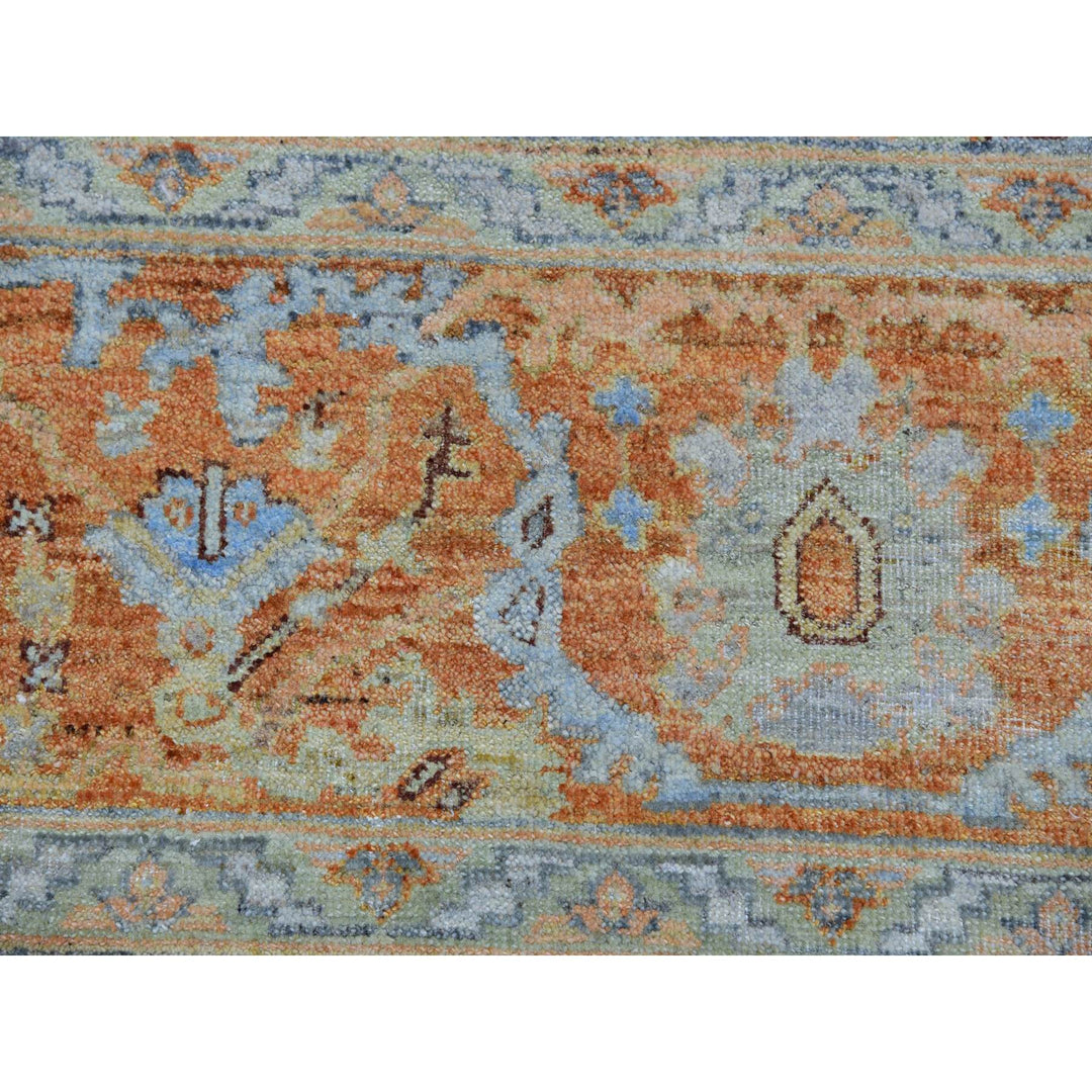 8'1" x 9'7" New Hand Knotted Blue Wool Rectangle Oriental Rug - MOA10275471