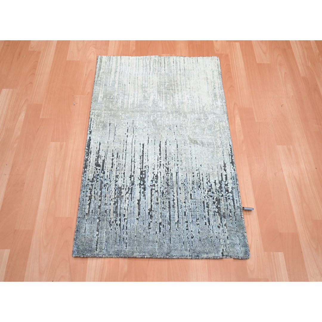 2'1" x 3'0" New Hand Knotted Grey Cotton Rectangle Oriental Rug - MOA10275485