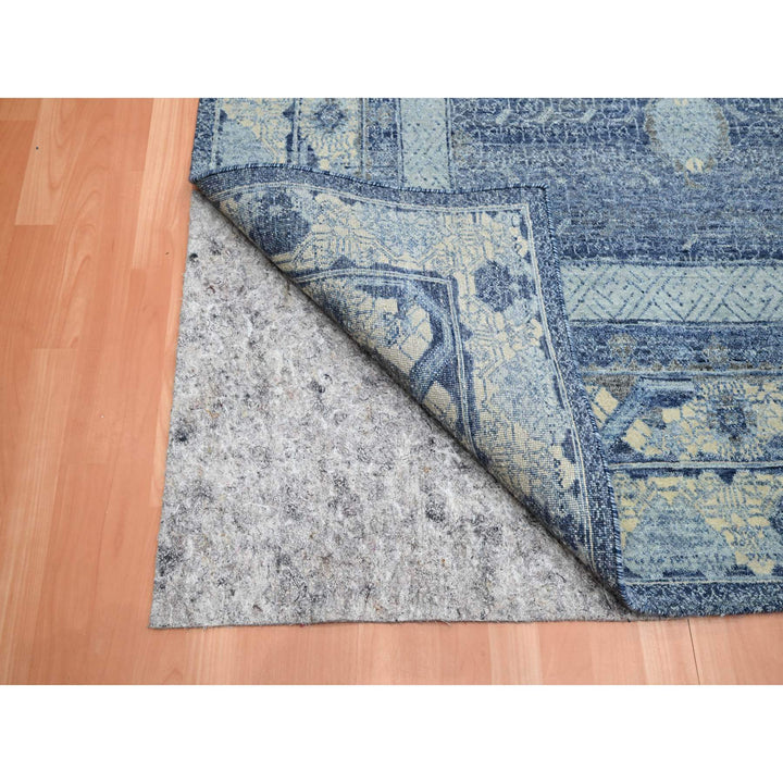 9'0" x 12'5" New Hand Knotted Blue Wool Rectangle Oriental Rug - MOA10275491