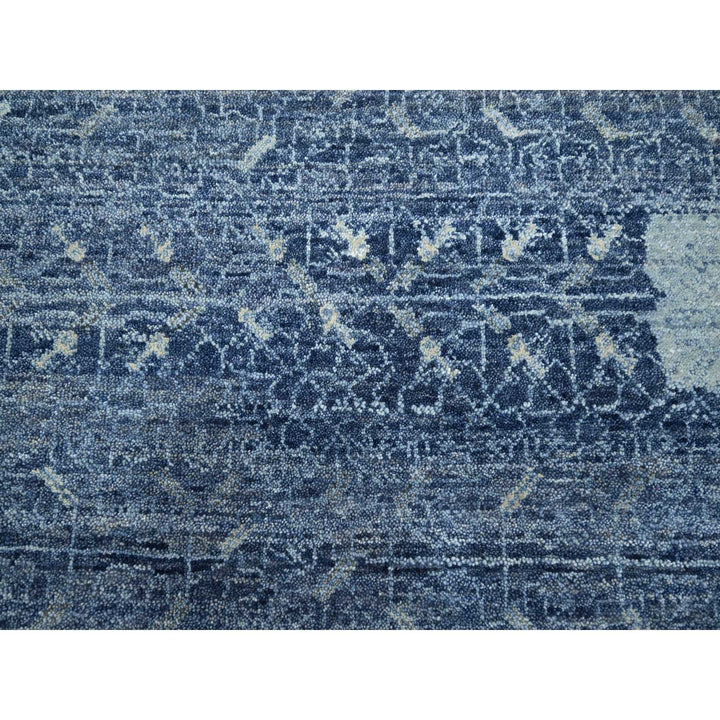 9'0" x 12'5" New Hand Knotted Blue Wool Rectangle Oriental Rug - MOA10275491