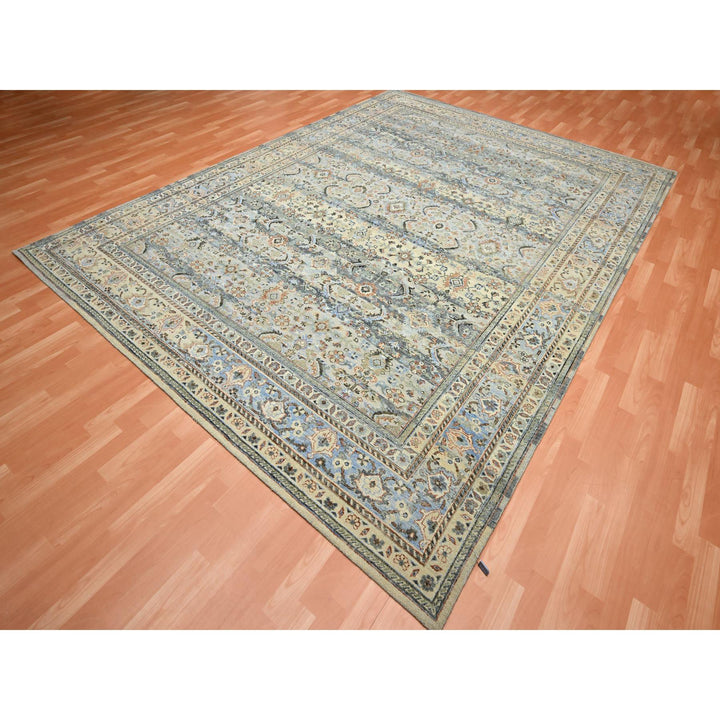 9'0" x 12'0" New Hand Knotted Grey Wool Rectangle Oriental Rug - MOA10275493