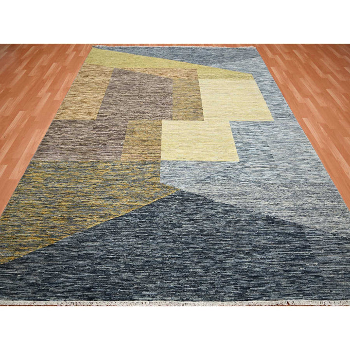 8'0" x 10'0" New Hand Knotted Yellow Wool Rectangle Oriental Rug - MOA10275503