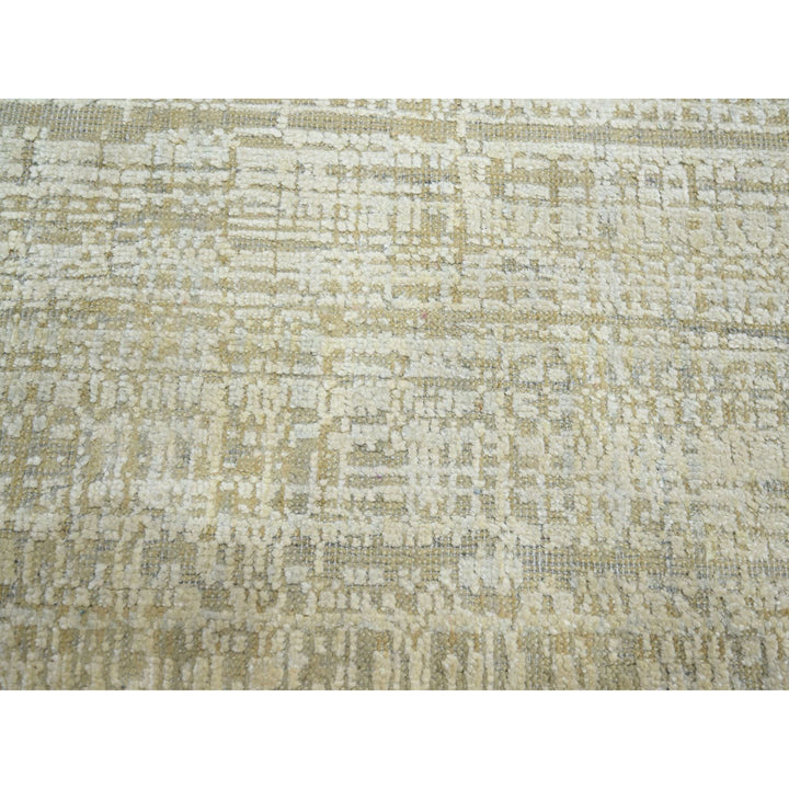 8'11" x 12'4" New Hand Knotted Ivory Wool & Silk Rectangle Oriental Rug - MOA10275505