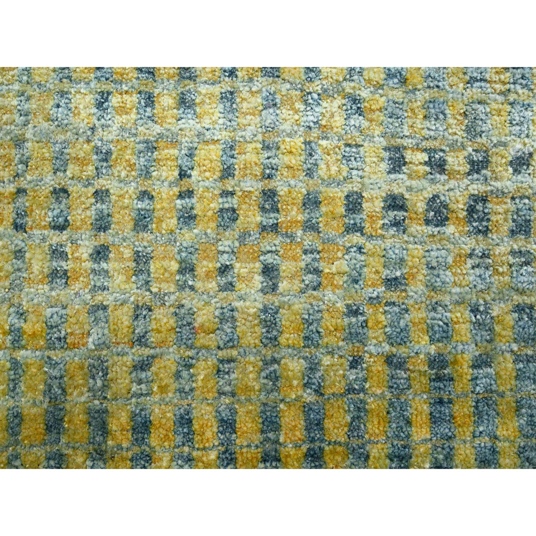 8'11" x 12'2" New Hand Knotted Yellow Wool & Pure Silk Rectangle Oriental Rug - MOA10275509