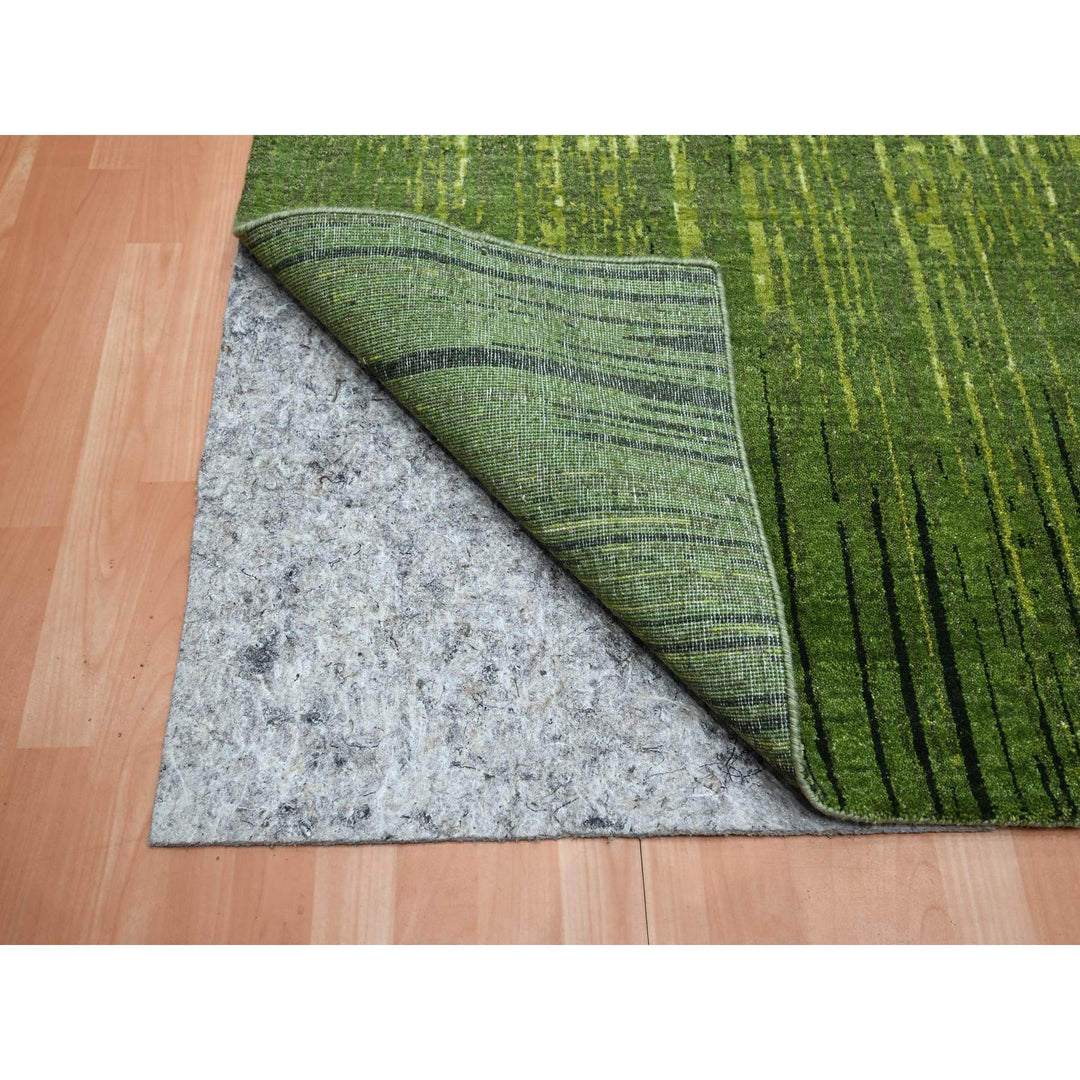 8'2" x 10'3" New Hand Knotted Green Wool Rectangle Oriental Rug - MOA10275515