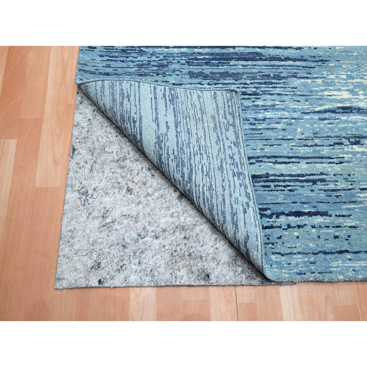 9'0" x 12'3" New Hand Knotted Blue Wool Rectangle Oriental Rug - MOA10275518