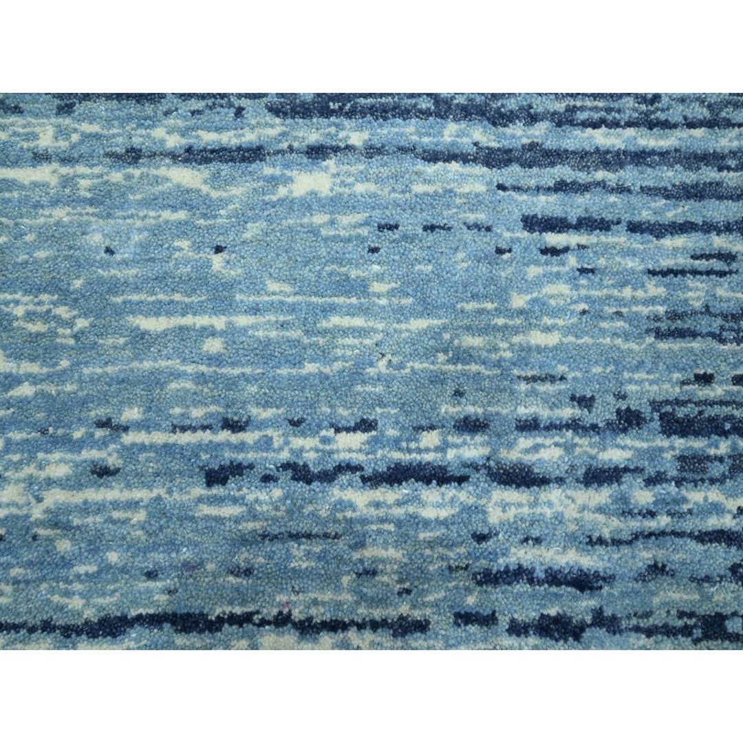 9'0" x 12'3" New Hand Knotted Blue Wool Rectangle Oriental Rug - MOA10275518