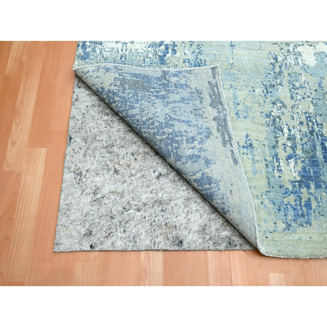 10'1" x 14'2" New Hand Knotted Blue Wool Rectangle Oriental Rug - MOA10275530