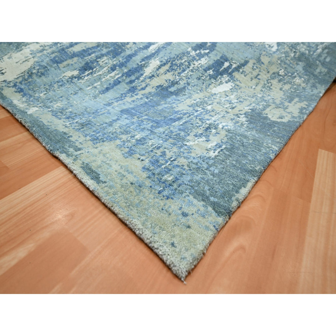 10'1" x 14'2" New Hand Knotted Blue Wool Rectangle Oriental Rug - MOA10275530