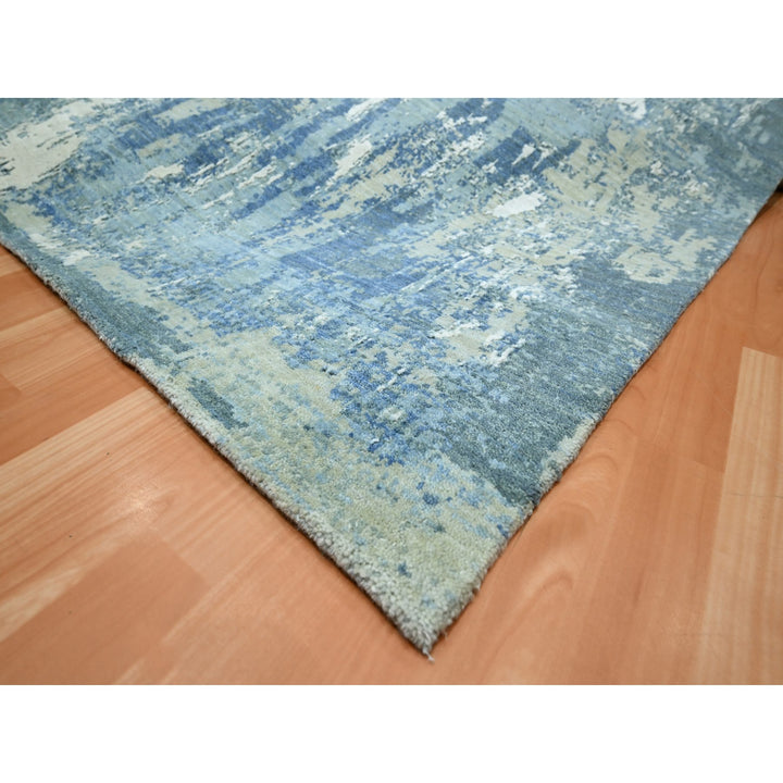 10'1" x 14'2" New Hand Knotted Blue Wool Rectangle Oriental Rug - MOA10275530