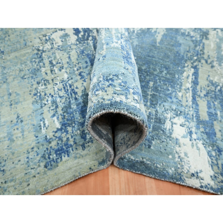 8'1" x 10'0" New Hand Knotted Blue Wool Rectangle Oriental Rug - MOA10275532