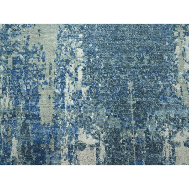 8'1" x 10'0" New Hand Knotted Blue Wool Rectangle Oriental Rug - MOA10275532