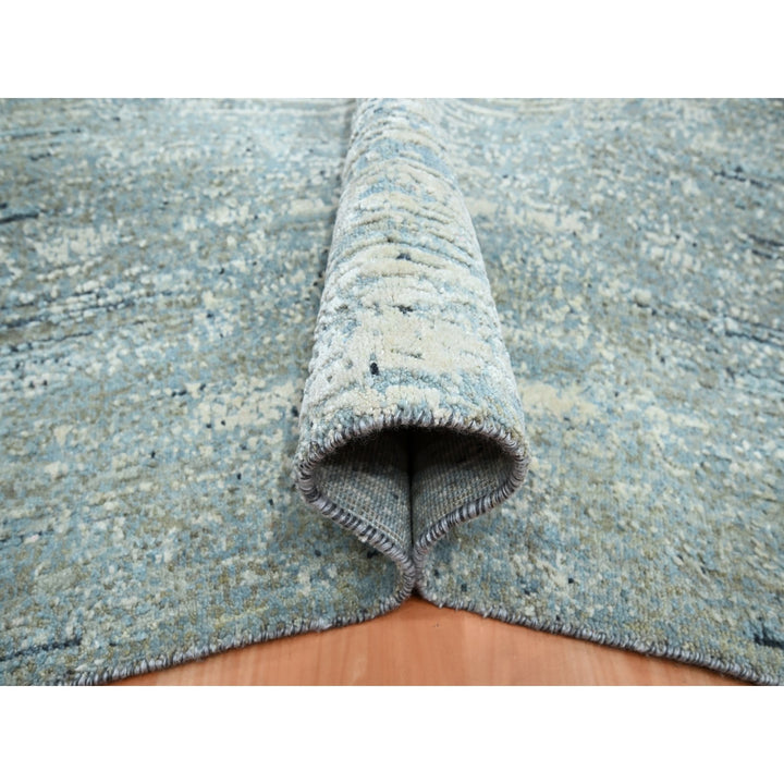 7'11" x 10'1" New Hand Knotted Blue Wool Rectangle Oriental Rug - MOA10275533