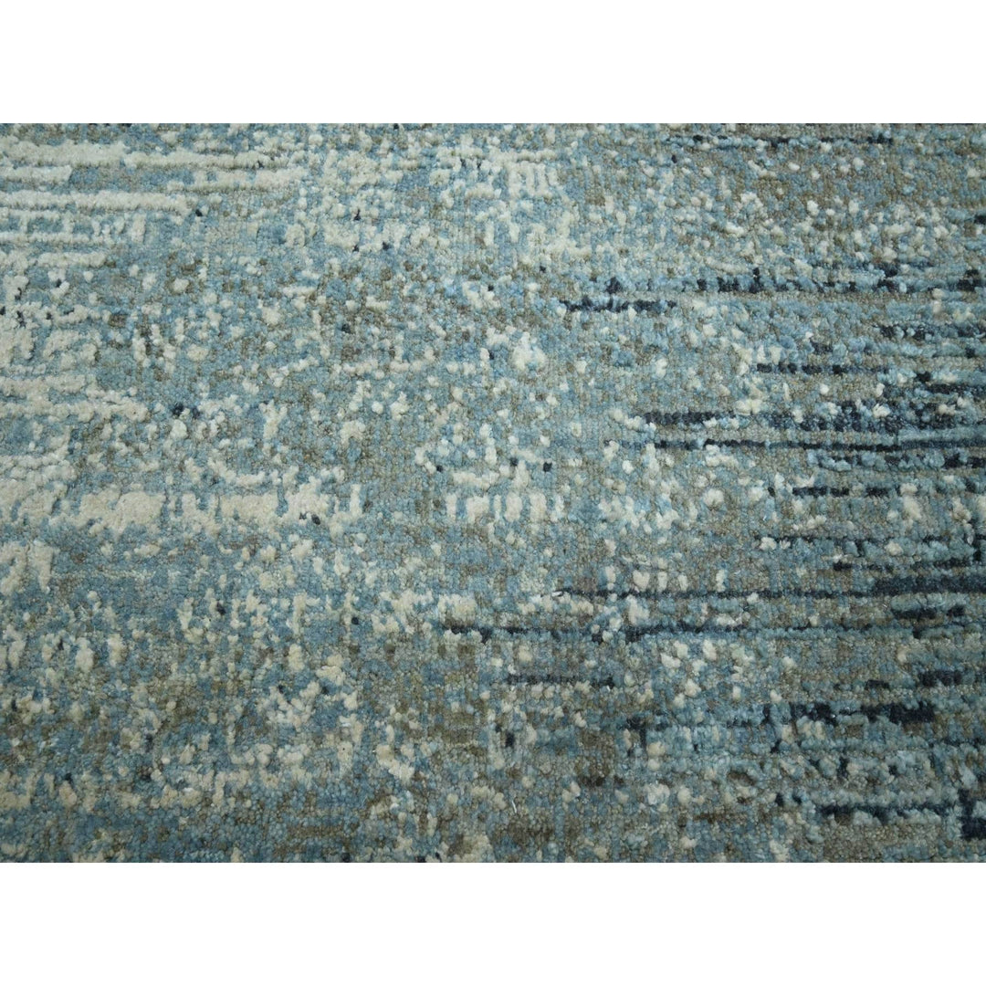 7'11" x 10'1" New Hand Knotted Blue Wool Rectangle Oriental Rug - MOA10275533