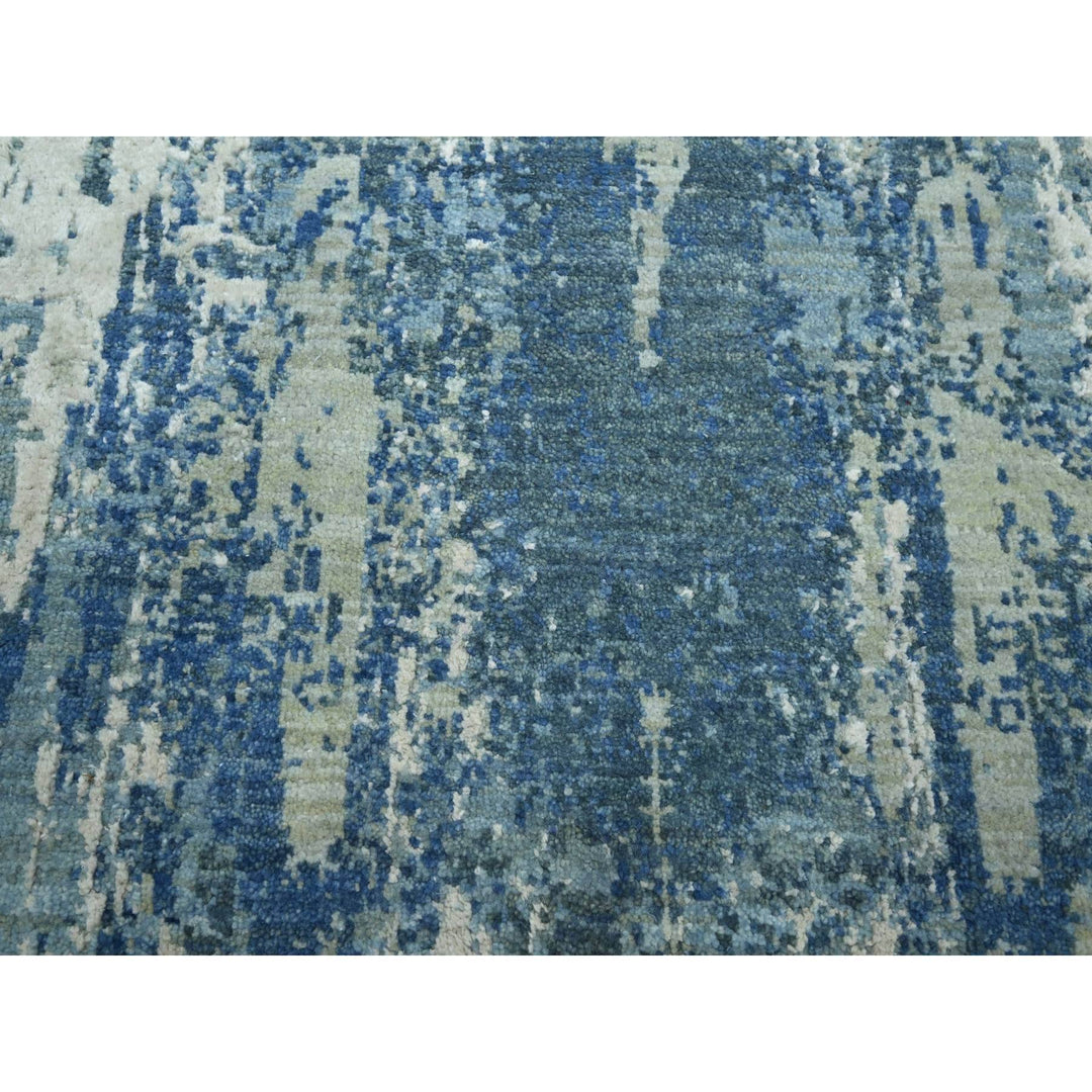 6'0" x 9'2" New Hand Knotted Blue Wool Rectangle Oriental Rug - MOA10275534