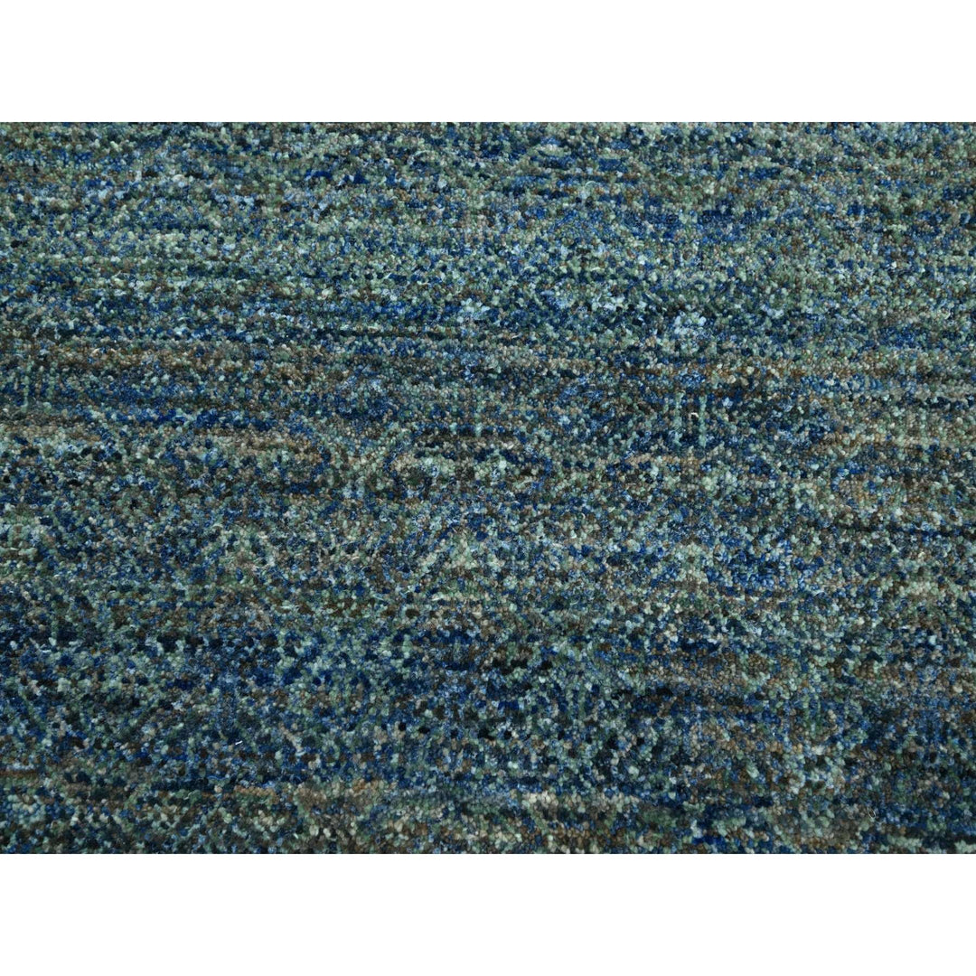 10'1" x 14'0" New Hand Knotted Blue Wool Rectangle Oriental Rug - MOA10275542