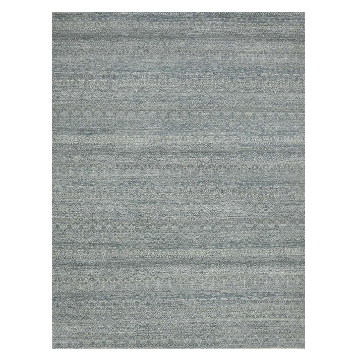 9'0" x 12'2" New Hand Knotted Grey Wool Rectangle Oriental Rug - MOA10275543