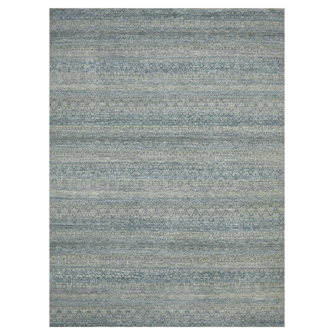 9'0" x 12'2" New Hand Knotted Grey Wool Rectangle Oriental Rug - MOA10275546