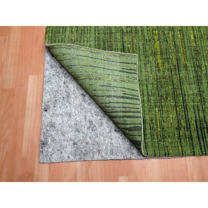 9'0" x 12'2" New Hand Knotted Green Wool Rectangle Oriental Rug - MOA10275549
