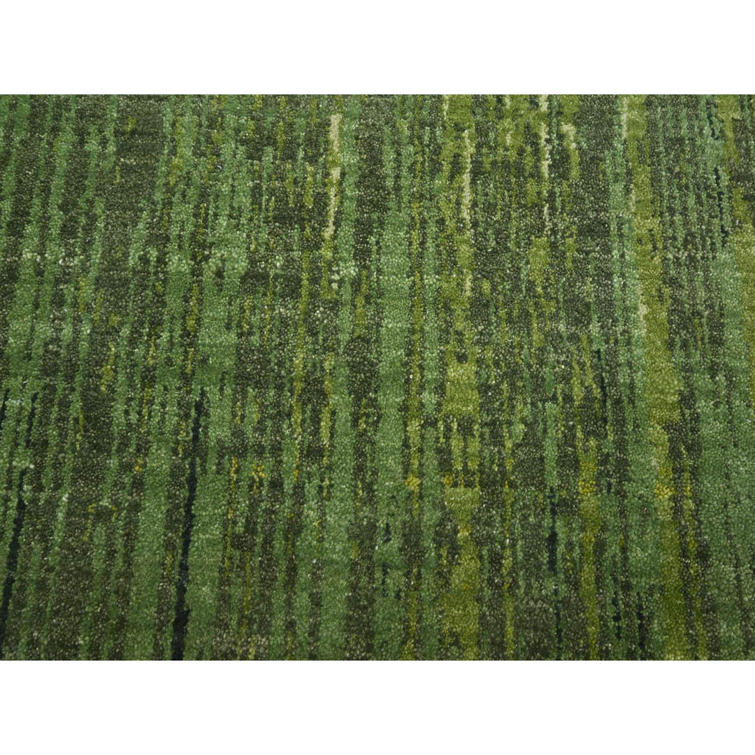9'0" x 12'2" New Hand Knotted Green Wool Rectangle Oriental Rug - MOA10275549