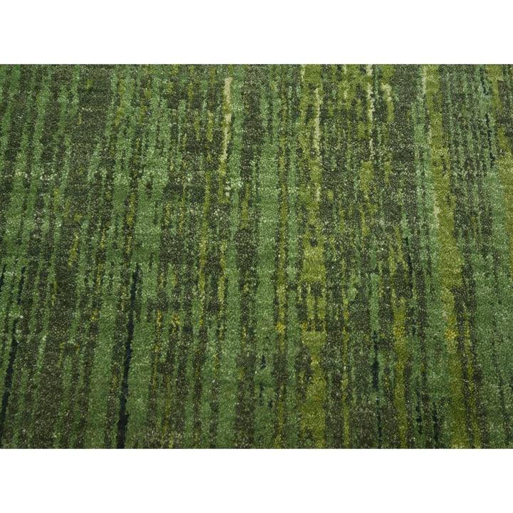 9'0" x 12'2" New Hand Knotted Green Wool Rectangle Oriental Rug - MOA10275549