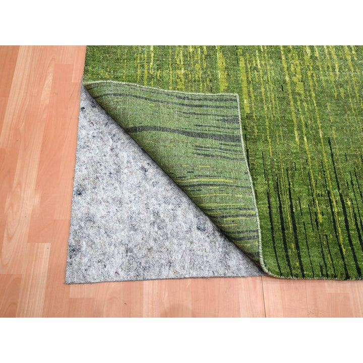 7'11" x 10'1" New Hand Knotted Green Wool Rectangle Oriental Rug - MOA10275550