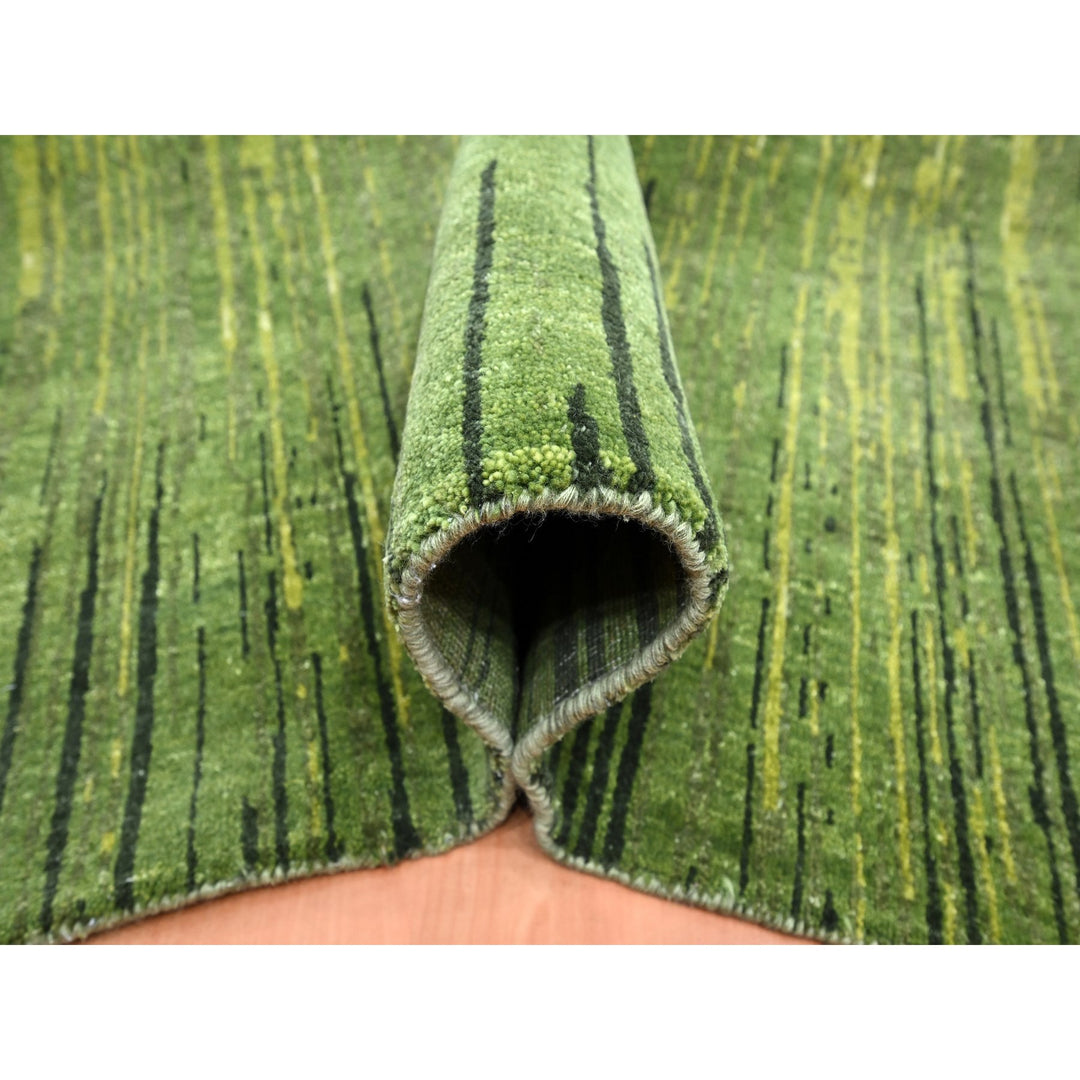 7'11" x 10'1" New Hand Knotted Green Wool Rectangle Oriental Rug - MOA10275550