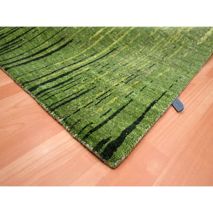7'11" x 10'1" New Hand Knotted Green Wool Rectangle Oriental Rug - MOA10275550