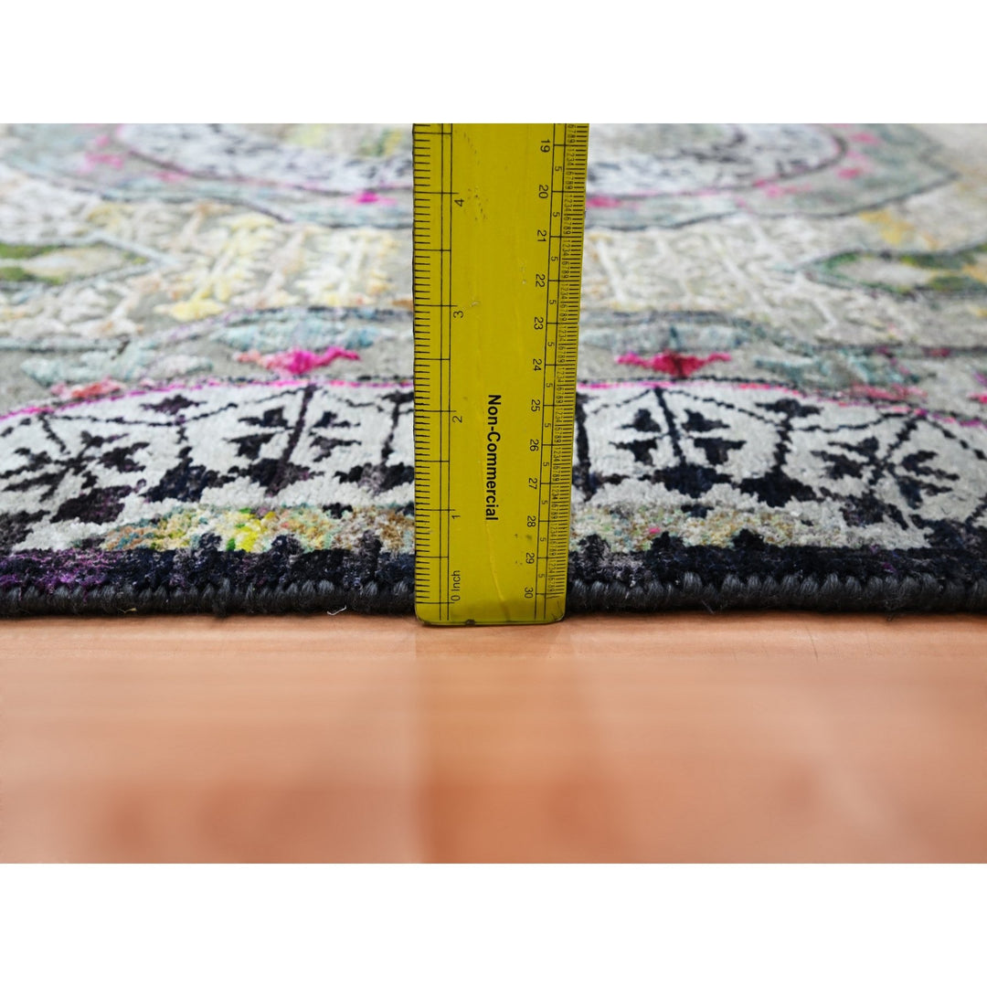 5'1" x 7'4" New Hand Knotted Pink Wool & Silk Rectangle Oriental Rug - MOA10275554