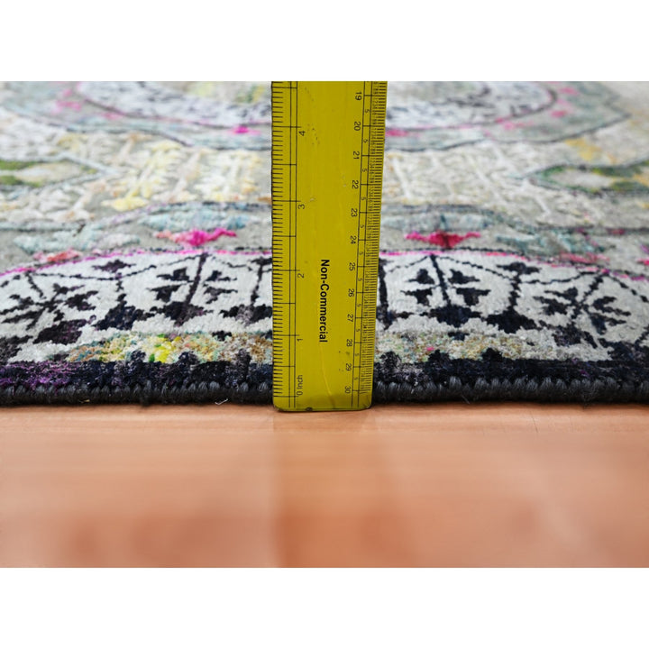 5'1" x 7'4" New Hand Knotted Pink Wool & Silk Rectangle Oriental Rug - MOA10275554