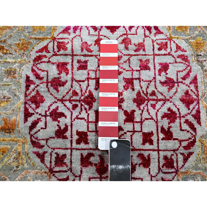 2'9" x 8'1" New Hand Knotted Red Wool & Silk Runner Oriental Rug - MOA10275555