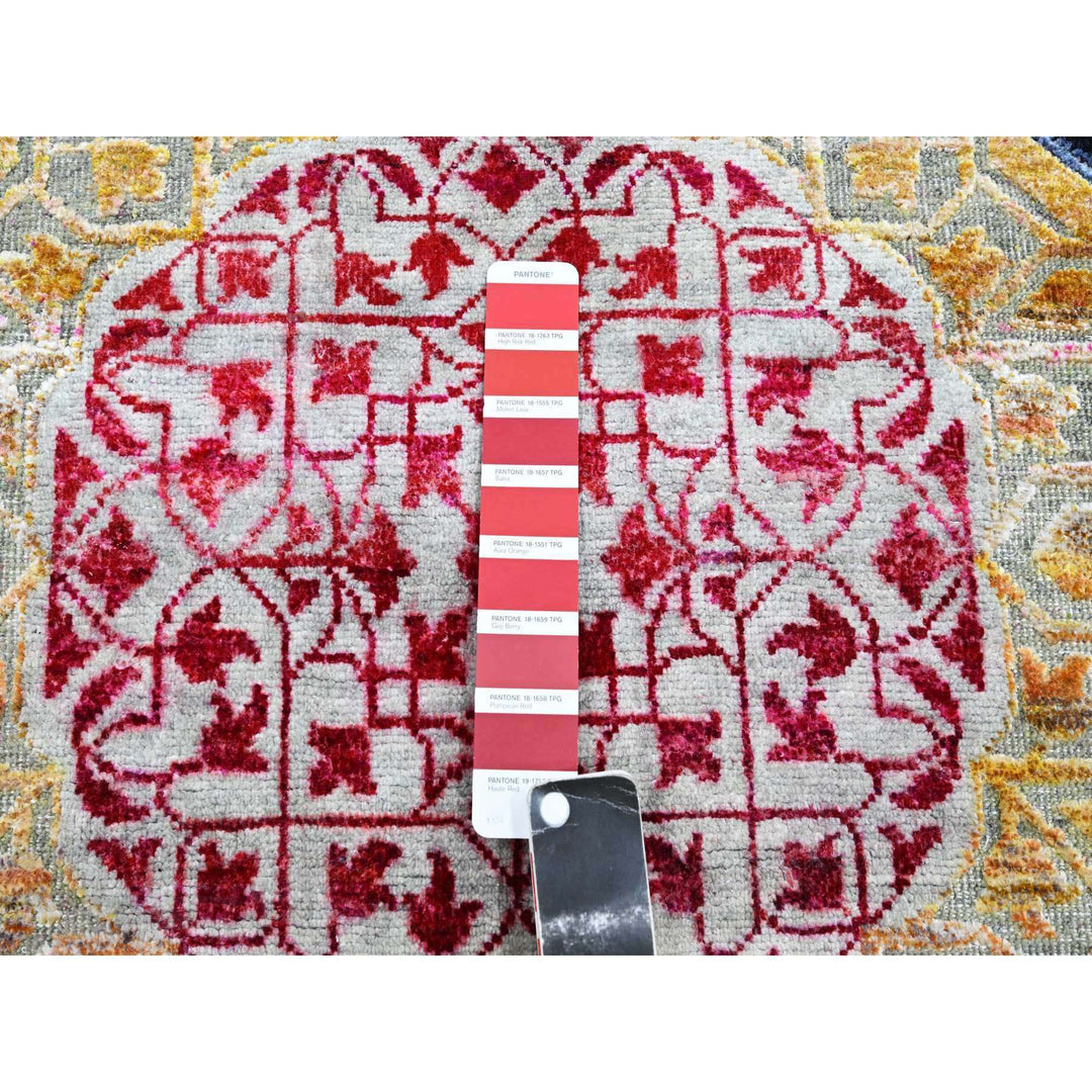 2'8" x 8'1" New Hand Knotted Red Wool & Silk Runner Oriental Rug - MOA10275556