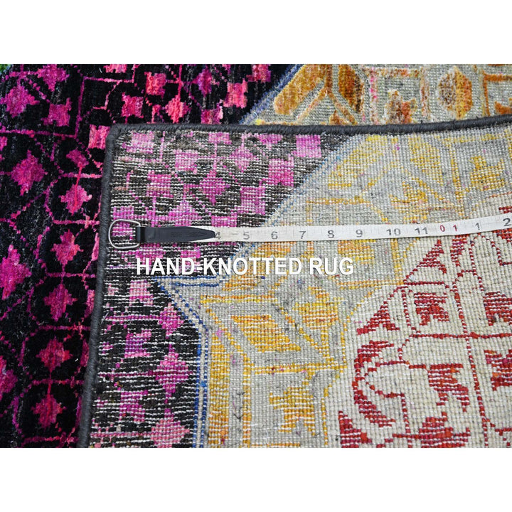 2'8" x 8'1" New Hand Knotted Red Wool & Silk Runner Oriental Rug - MOA10275556