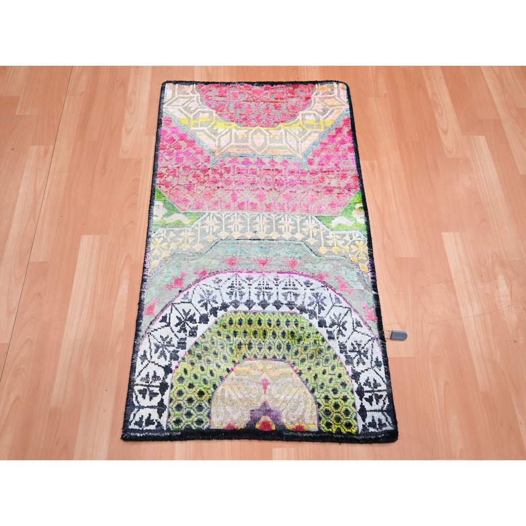 2'0" x 3'4" New Hand Knotted Yellow Wool & Silk Rectangle Oriental Rug - MOA10275557