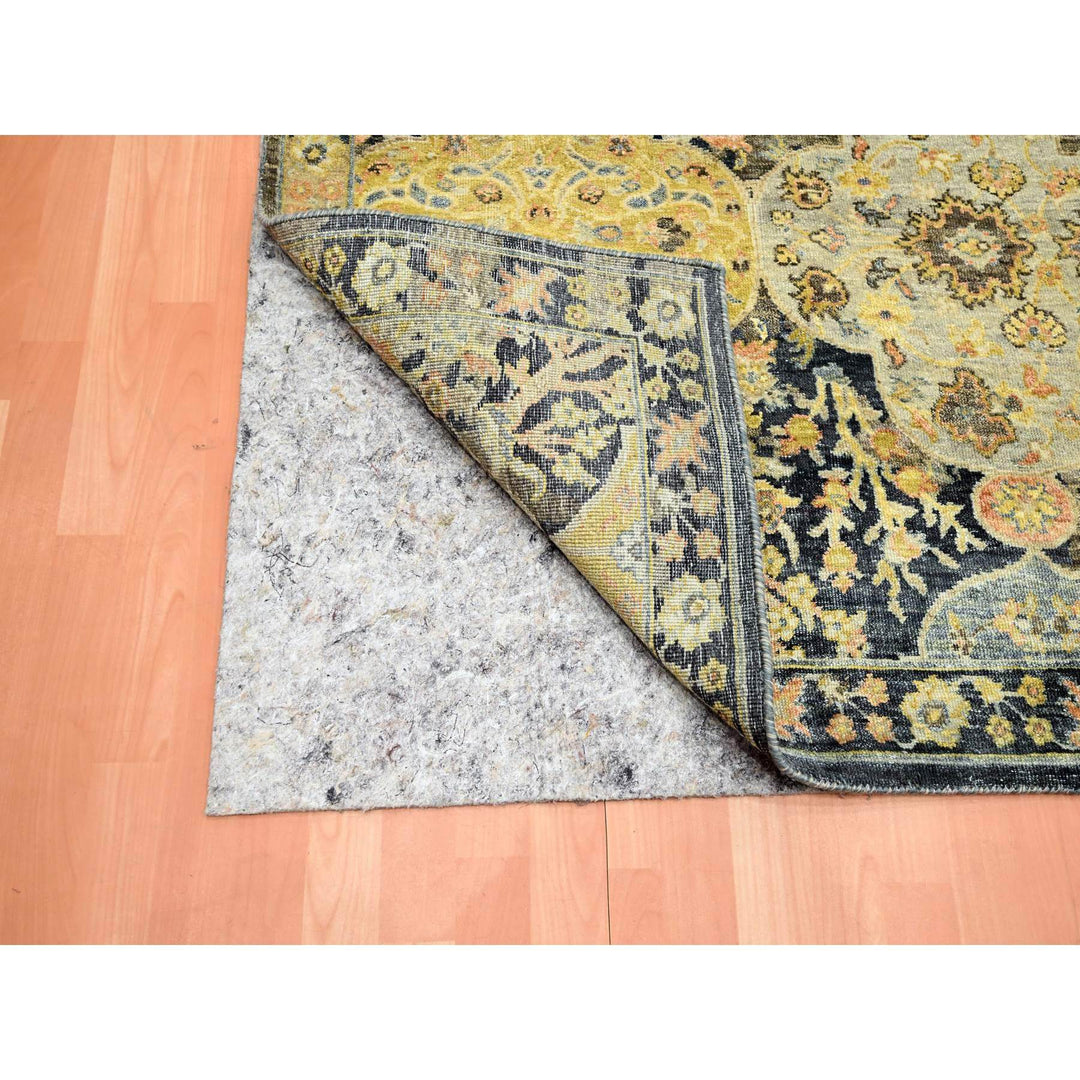 9'1" x 11'9" New Hand Knotted Black Wool Rectangle Oriental Rug - MOA10275559